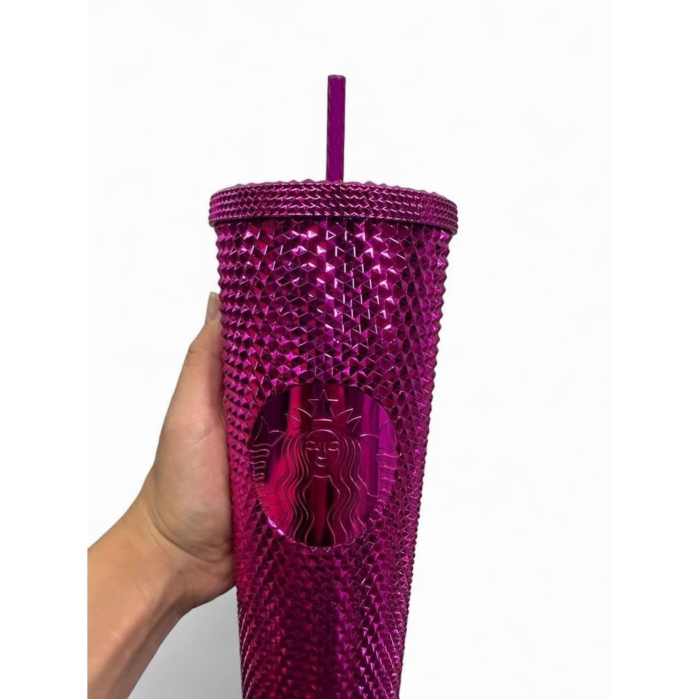 NEW Starbucks Studded Hot Pink 24oz Tumbler w/ Straw